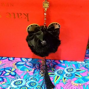 Handmade key chain cat with vintage charms